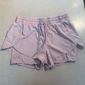 90 Degree By Reflex Lavender Athletic Layered Shorts